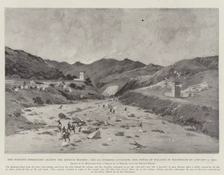 The Punitive Operations against the Mahsud Waziris, the 2nd Gurkhas Attacking the Tower of Waladin in Waziristan on 2 January 1902